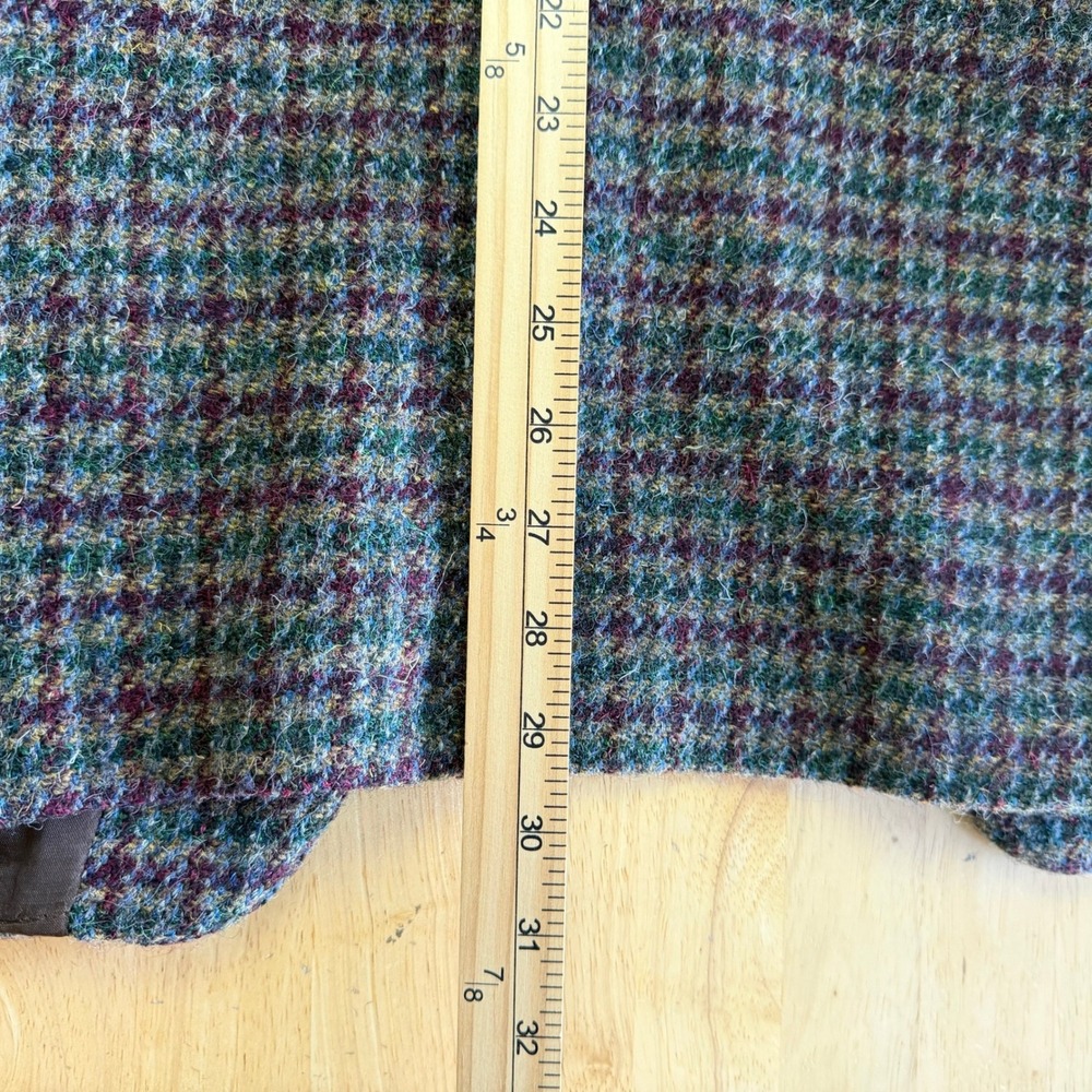 VTG Burleigh HARRIS TWEED Blazer Men 42 Wool Sport Coat Jacket Brown Check *read - Picture 10 of 12